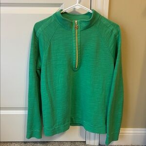 Green Quarter Zip Pullover with Gold Accent